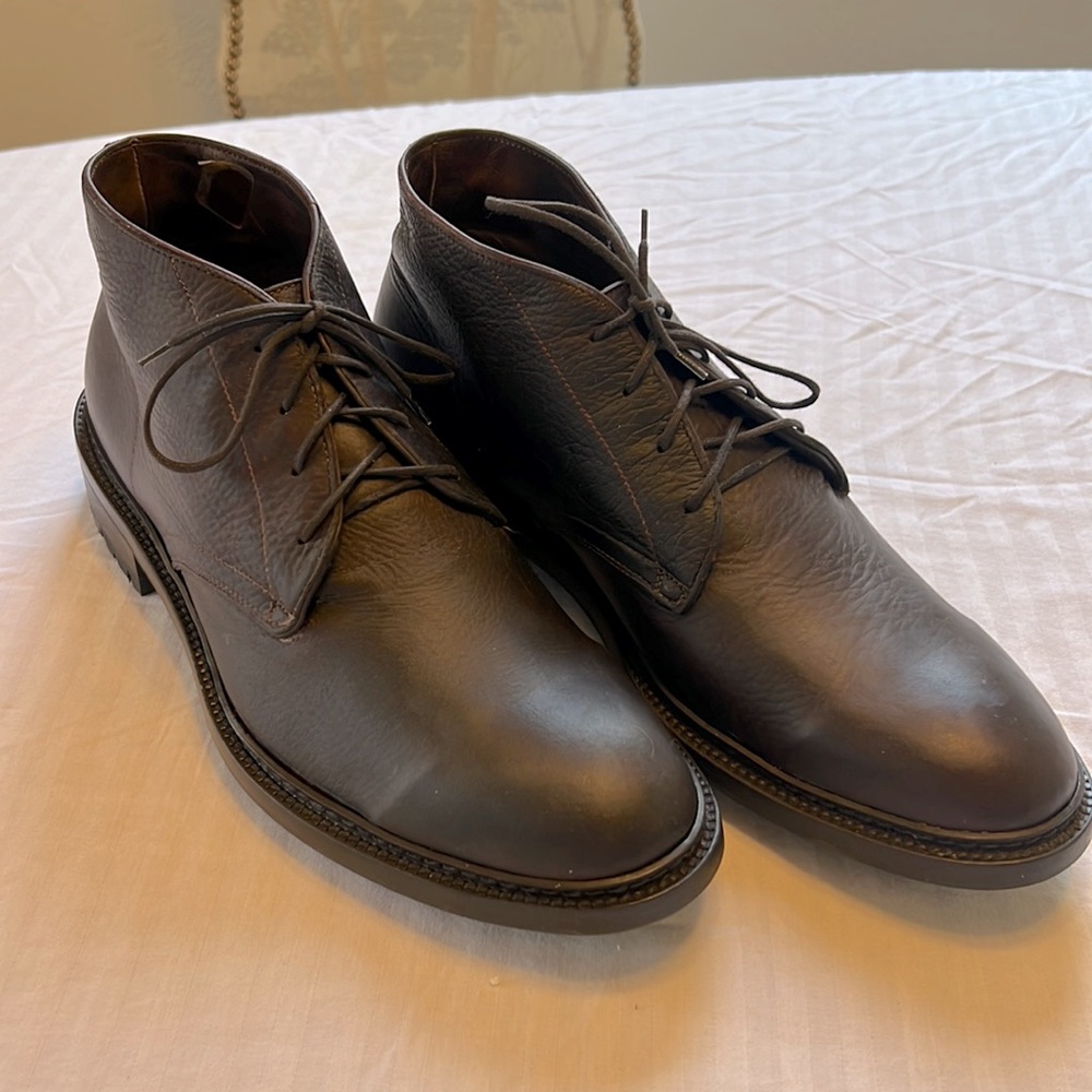 Frye Greyson Deerskin Chukka Dark Brown/Cognac 11.5 Made in Italy 11.5 M EUC